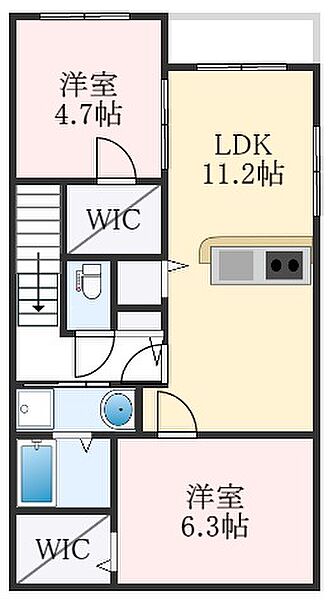 大阪府高石市東羽衣2丁目(賃貸アパート2LDK・2階・59.03㎡)の写真 その2