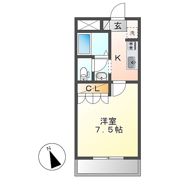 岡山県倉敷市水江(賃貸アパート1K・1階・24.75㎡)の写真 その2