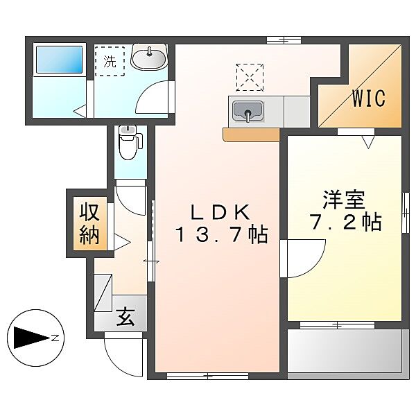 岡山県倉敷市連島町連島(賃貸アパート1LDK・1階・50.03㎡)の写真 その2