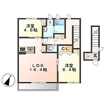 岡山県倉敷市福田町古新田（賃貸アパート2LDK・2階・70.93㎡） その2