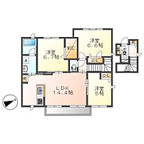 ミレーコラジオ福田公園B  ｜ 岡山県倉敷市福田町古新田（賃貸アパート3LDK・2階・79.03㎡） その2