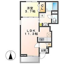 クリアンシエル  ｜ 岡山県倉敷市東塚4丁目（賃貸アパート1LDK・1階・37.13㎡） その2