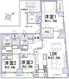 恒陽サンクレスト茅場町 3LDKの間取図画像