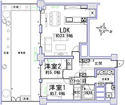 ハイネス南麻布 2LDKの間取図画像