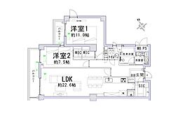 三田清風ガーデン 2LDKの間取図画像