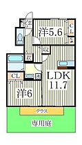 グリーンフォレストＨ  ｜ 千葉県野田市山崎（賃貸アパート2LDK・1階・56.26㎡） その2