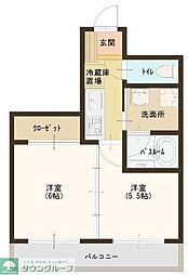 クレッセントテラス 3階2Kの間取り