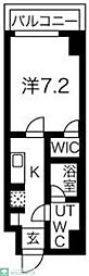 プレール・ドゥーク菊川 6階1Kの間取り