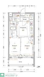墨田区文花2丁目マンション 2DKの間取図画像
