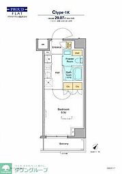 プラウドフラット根津谷中 1Kの間取図画像