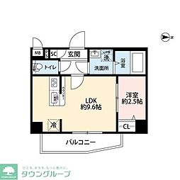 プレール・ドゥーク亀戸小村井 1LDKの間取図画像