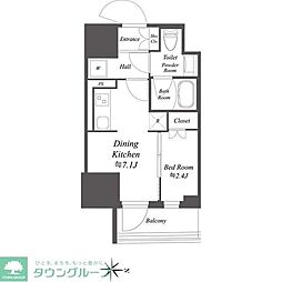 ドゥーエ亀戸2 1DKの間取図画像