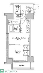 ザ・パークハビオ入谷 1LDKの間取図画像