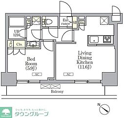 オルサス三ノ輪 1LDKの間取図画像