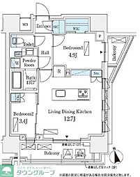シーズンフラッツ浅草六丁目 2LDKの間取図画像