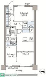 イノバスすみだ八広 2LDKの間取図画像