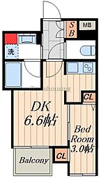 ミュプレ住吉 1DKの間取図画像