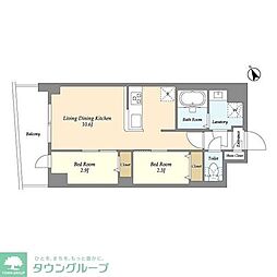 グランカーサ曳舟II 2LDKの間取図画像