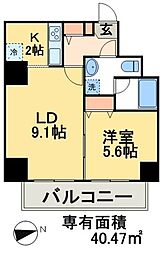 クレイシア蔵前 1LDKの間取図画像