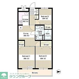 ドエルリバーサイド大島 3DKの間取図画像
