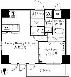 YUNOARTKAMEIDO 1LDKの間取図画像