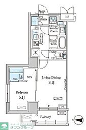 PARKAXIS本所吾妻橋サウスレジデンス 1LDKの間取図画像