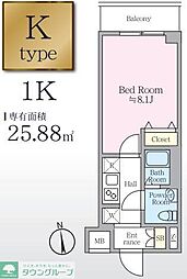 アイルプレミアム押上イースト 1Kの間取図画像