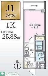 アイルプレミアム押上イースト 1Kの間取図画像