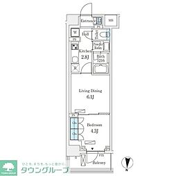 フロンティアレジデンス錦糸公園 1LDKの間取図画像