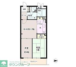百花園パーク・ファミリア 2DKの間取図画像