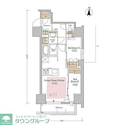 アーバネックス錦糸町NORTH 2LDKの間取図画像