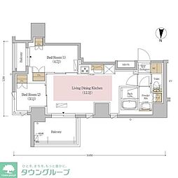 アーバネックス錦糸町NORTH 2LDKの間取図画像