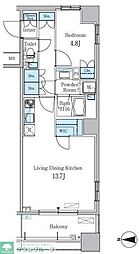 パークキューブ亀戸 1LDKの間取図画像