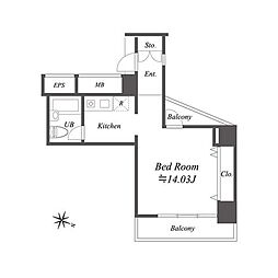 メゾン・ド・ヴィレ麻布台 9階1Kの間取り