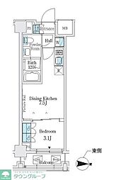 Ｊ．ＧＲＡＮ　Ｃｏｕｒｔ　品川西大井ＥＡＳＴ 3階1DKの間取り