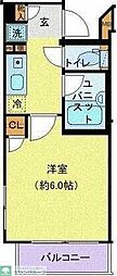 アヴァンツァーレ高輪 1Kの間取図画像