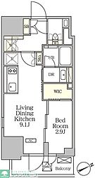 ザ・パークハビオ大森山王 1LDKの間取図画像