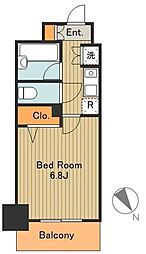 PRIMEURBANオオモリ 1Kの間取図画像