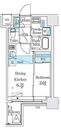 リビオメゾン新大橋 1DKの間取図画像