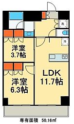 ヒューリック浅草橋江戸通 2LDKの間取図画像