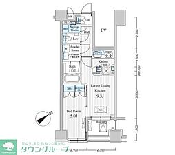 MFPRコート赤坂見附 1LDKの間取図画像
