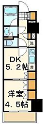 パークハビオ門前仲町 1DKの間取図画像