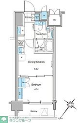 ルフォンプログレ西大井プレミア 1DKの間取図画像
