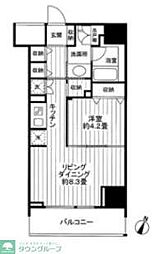 クロスレジデンス高輪 1LDKの間取図画像
