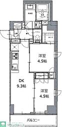 レジディア白金高輪2 2DKの間取図画像