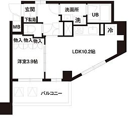 レジディア白金高輪 1LDKの間取図画像