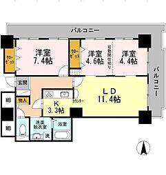 品川シーサイドビュータワー2 3LDKの間取図画像
