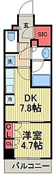 パークアクシス豊洲キャナル 1DKの間取図画像