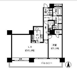 リバーポイントタワー 1LDKの間取図画像