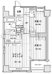ドゥーエ銀座イースト2 2LDKの間取図画像